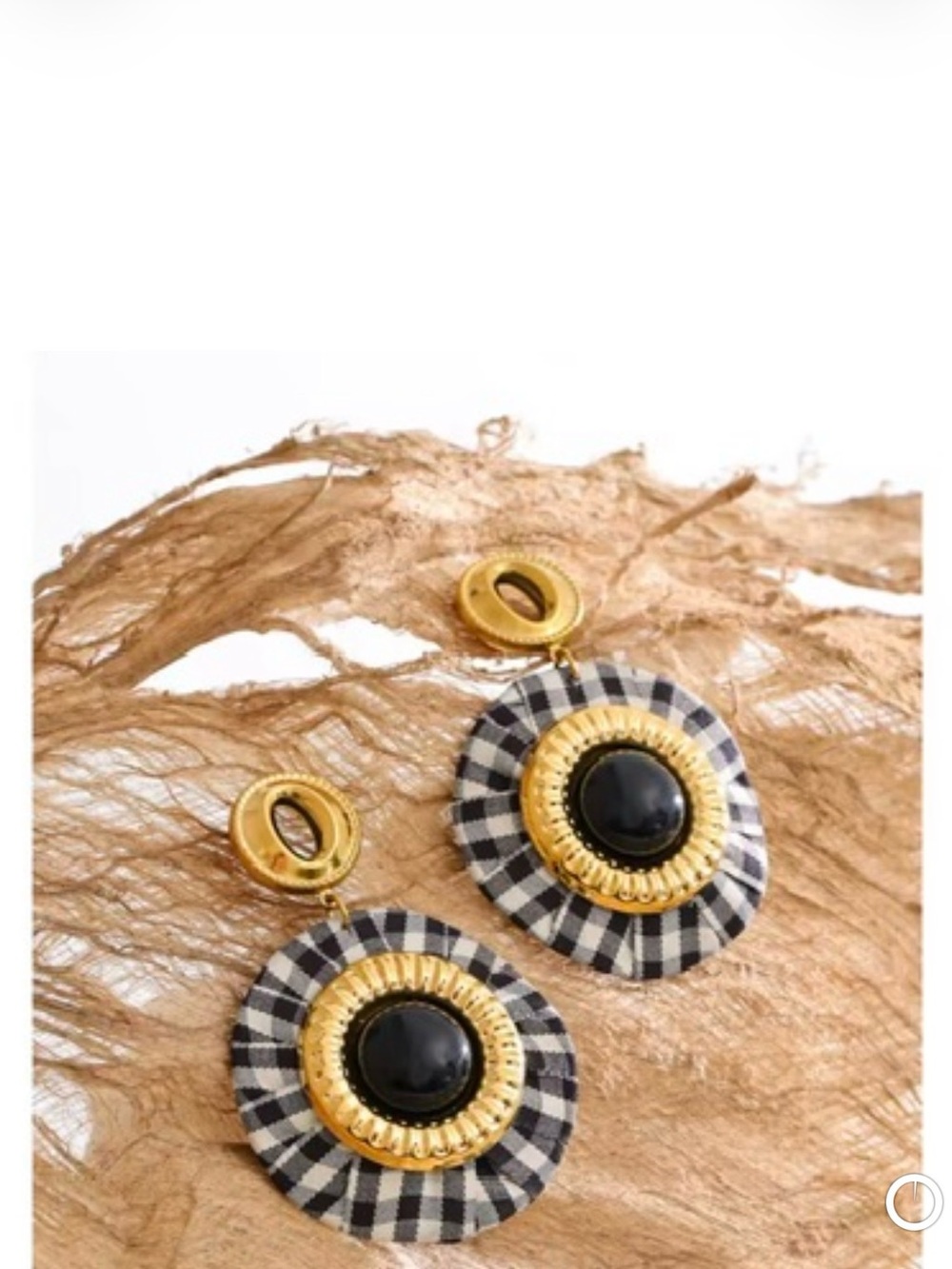Black and Gold Circular Drop Earrings - Women Jewelry - Picture 4 of 4